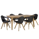 Valgomojo komplektas RETRO su 6 kėdėmis (37035), 190x90x75 cm, mediena: ąžuolas, apdaila: alyvuotas