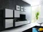 Cama Living room cabinet set VIGO 23 pilkas/baltas gloss