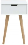 Naktinis staliukas MITRA 40x30xH61,5 cm, stalčius, medžiaga: mediena, spalva: balta, kojos: ąžuolinės