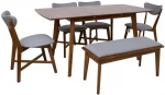 Dining set JESPER with 4 chairs and bench
