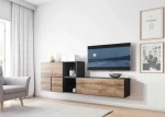 Cama living room furniture set ROCO 9 (RO1+RO3+2xRO6+2xRO5) antracite/wotan oak