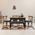 Kalune Design Stalo ir kėdžių rinkinys (6 vienetai) Oliver Sbt.Barok-Juodas