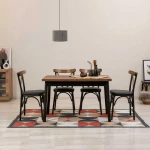Kalune Design Išplečiamas pietų stalas ir kėdės (5 vienetai) Oliver Açl.Barok-Juodas
