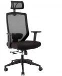 Darbo kėdė JOY 64x64xH115-125cm, audinys: kangos, atlošas: tinklinis audinys, spalva: juoda