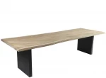 Stalas ROYAL 290x100x76 cm, stalviršis: tikmedis, apdaila: netašyta ir nealyvuota mediena, kojos: aliumininės, spalva: pilka