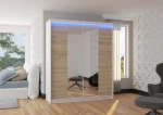 Spinta ADRK Furniture su LED apšvietimu Balance 180, smėlio/balta