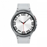Išmanusis laikrodis Samsung Galaxy Watch 6 Classic LTE, 47 mm, Sidabrinės spalvos korpusas su pilkos spalvos dirželiu