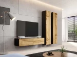 Cama living room cabinet set VIGO 9 juodas/wotan oak