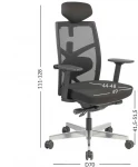 Biuro kėdė TUNE 70x70x111-128 cm, sėdynė: audinys, nugaros atlošas: tinklinis audinys, spalva: juoda