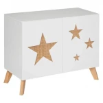 Star Vaikiška komoda Žvaigždė, balta su žvaigždutėmis, 65 x 35 x 79,5 cm