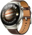 Išmanusis laikrodis Huawei Watch 4 Pro, Titano spalvos korpusas su tamsiai rudos spalvos odiniu dirželiu
