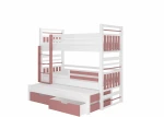Vaikiška lova Hippo 208x97x175cm, balta/rožinė