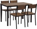 Beliani Rinkinys pietų stalas ir 4 kėdės tamsus medis su juodas HAMRY