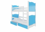 Dviaukštė lova Maraba 180x75 cm, mėlyna/balta