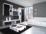 Cama living room storage set SAMBA B baltas/juodas gloss