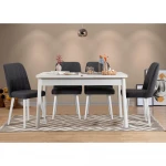 Kalune Design Išplečiamas pietų stalas ir kėdės (5 vienetai) Santiago Baltas Anthracite V2