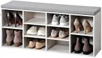 Shoe cabinet with seat, bleached wood, KESPER