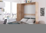Sieninė lova Meblocross Teddy 160, 160x200 cm, šviesios ąžuolo spalvos