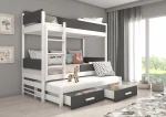 Dviaukštė lova Adrk Furniture Queen su čiužiniais, 80x180 cm, balta/pilka