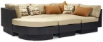 Lauko baldų komplektas STELLA su pagalvėlėmis, rėmas: aliumininis su plastikinių vytelių apdaila, spalva: tamsiai ruda