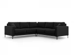 Simetrinė kampinė velvet sofa Venus, 5 sėdimos vietos, juoda