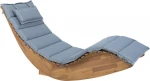 Beliani Sodo medinis šezlongas su mėlyna pagalvėle BRESCIA