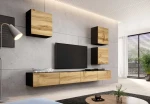Cama living room cabinet set VIGO 22 juodas/wotan oak