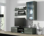 SOHO 5 set (RTV180 cabinet + Wall unit + shelves) Pilkas / Gloss pilkas