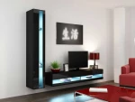 Cama Living room cabinet set VIGO NEW 8 juodas/juodas gloss