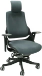 Biuro kėdė WAU su galvos atrama, 65x49x112-129 cm, sėdynė: vilkta audiniu, spalva: skalūnų pilka, juodas išorinis rėmas